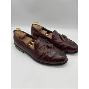 Mens Stacy Adams Brown‎ Genuine Snake Tassel Loafers Size 10 M